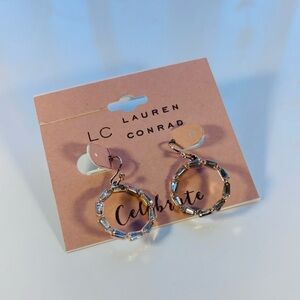 Lauren Conrad Rose Gold Crystal Circle Drop Earrings